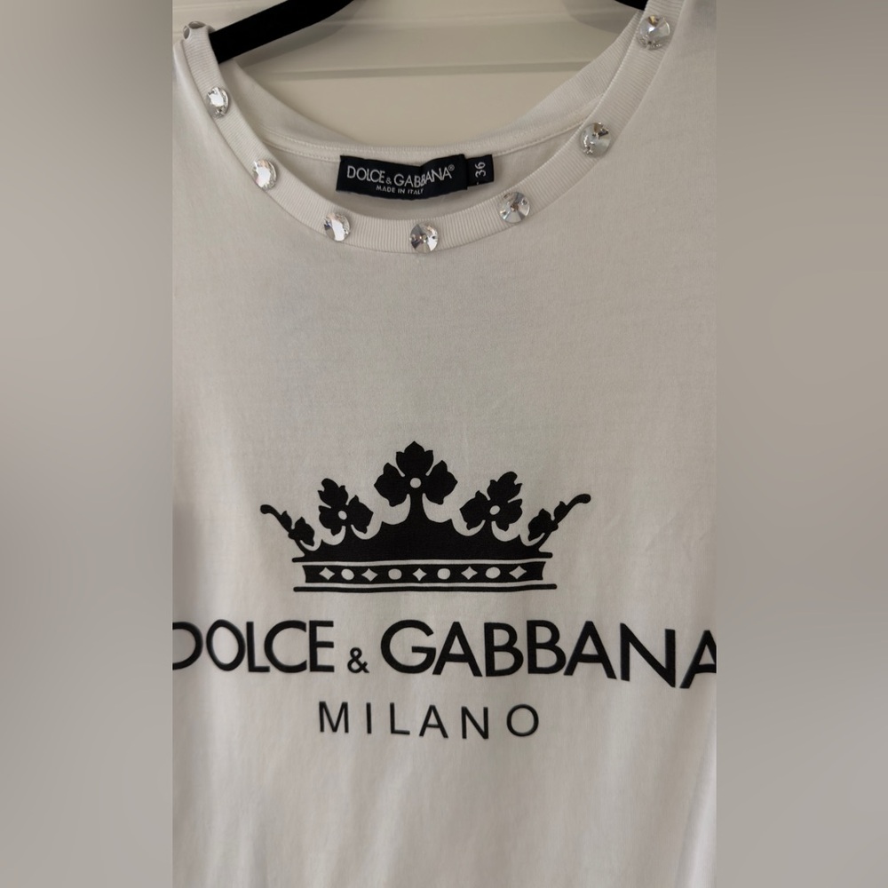 Dolce & Gabbana Cream Top with Black Crown Motif